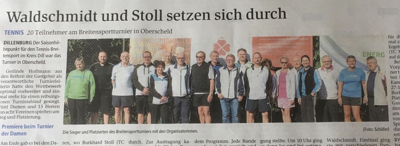 Burkhard Stoll gewinnt Breitensportturnier in Oberscheld!